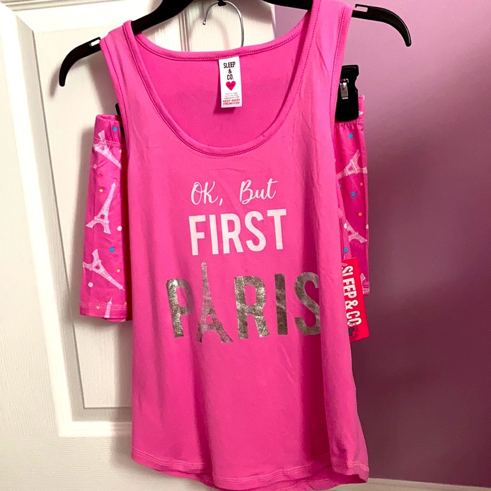NWT Sleep & Co Paris theme tee shirt & short set.